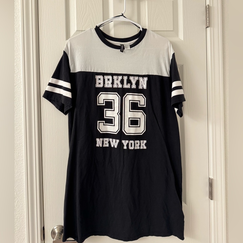 T-shirt dress: Brklyn New York Short Sleeve Mini Dress